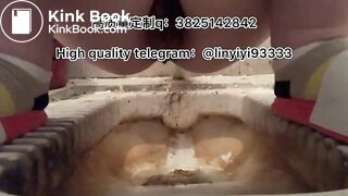 Beautiful girl poops in the toilet