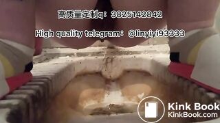 Beautiful girl poops in the toilet