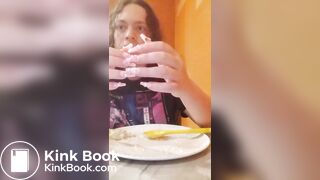 loud chewing w/mouth open then smearing shit