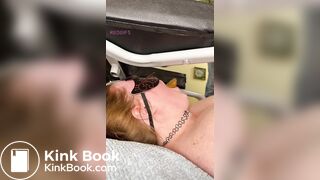 Ugly toilet slut eating her man's shit