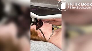Ugly toilet slut eating her man's shit