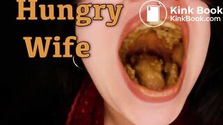 Hungry toilet slut eating her man's shit