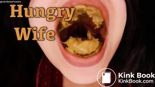Hungry toilet slut eating her man's shit
