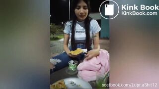 Hot girl shitting on pizza and eating it