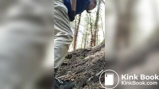 Ladyboy doing a sloppy poo in the woods