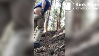 Ladyboy doing a sloppy poo in the woods
