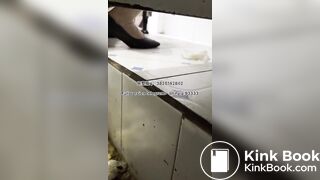 Beautiful girl poops in the toilet 11