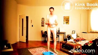 pissing oiling wanking then shitting