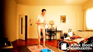 pissing oiling wanking then shitting