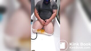 Crossdresser's shitty enema play