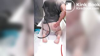 Crossdresser's shitty enema play