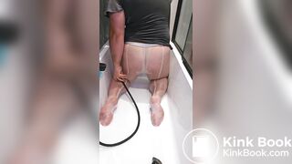 Crossdresser's shitty enema play