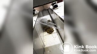 Beautiful girl poops in the toilet