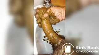 long dick smeared with shit cums
