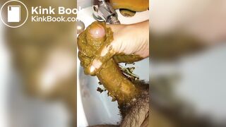 long dick smeared with shit cums