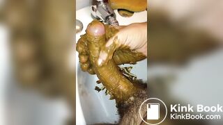 long dick smeared with shit cums