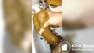 long dick smeared with shit cums