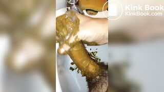 long dick smeared with shit cums