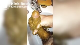 long dick smeared with shit cums