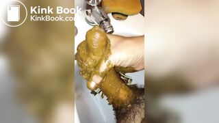 long dick smeared with shit cums