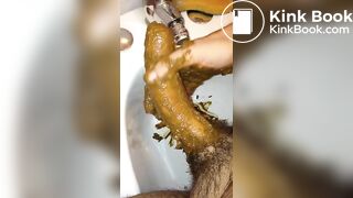 long dick smeared with shit cums