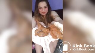 Big booty girl shit her white panties