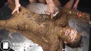 Scat covered bondage slave