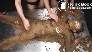 Scat covered bondage slave