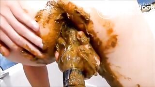 rubbing shit on her body fisting
