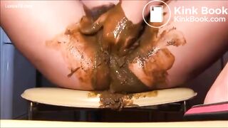 woman fisting herself with a lot of shit