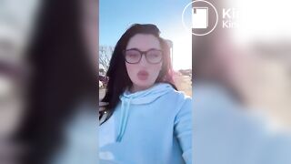 Pretty girl unloads in the bathroom sink