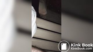 Hairy femboy opens messy diaper and begins to mast