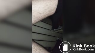 Hairy femboy opens messy diaper and begins to mast