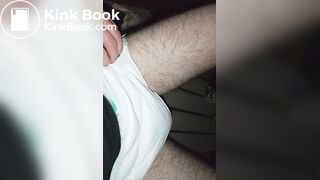 Hairy femboy opens messy diaper and begins to mast