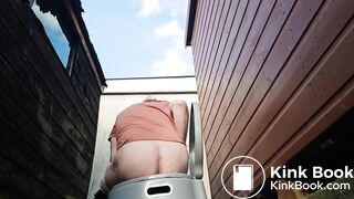 Crossdressed CD Girl Outside Pooping On The Potty