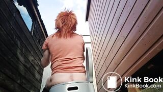 Crossdressed CD Girl Outside Pooping On The Potty