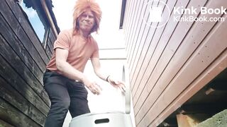 Crossdressed CD Girl Outside Pooping On The Potty