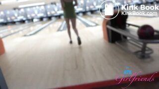 Bowling fun and date then some naughty play with Fiona Peaches, pussy play POV