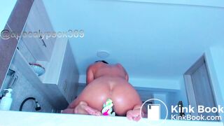 I ride my huge rainbow dildo up my ass thinking about my neighbor