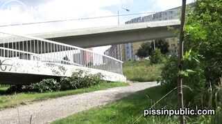 These girls had to emply their full bladders here and now