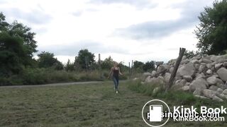 With no other option these girls piss on the rocks and mountains