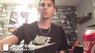 Guy pooping in his cap