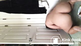 Big ass chubby girl farts before little poop