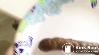 Big ass chubby girl farts before little poop