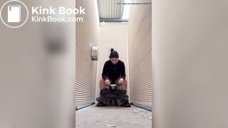 Hot as Babe Shits in Public Toilet