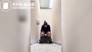 Hot as Babe Shits in Public Toilet