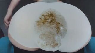 Thick girl huge poop and spread in white panties