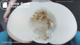 Thick girl huge poop and spread in white panties