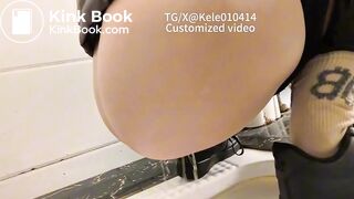 Girl pooping in public toilet - video 15