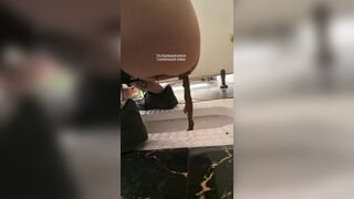 Girl pooping in public toilet - video 14